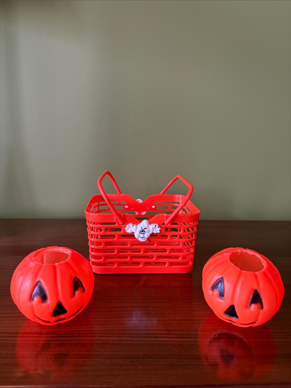 Vintage Halloween Pumpkins and Basket